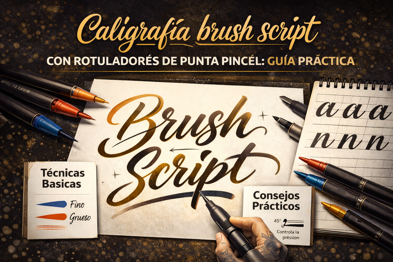 Caligrafía brush script con Rotuladores [Punta Pincel]