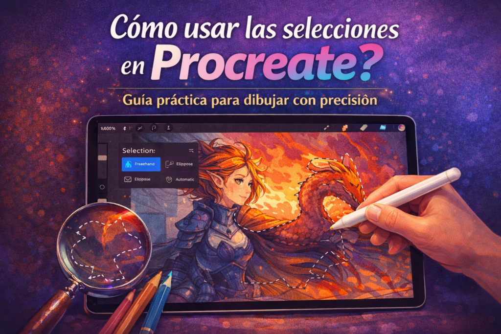 Uso de las herramientas de selección en Procreate para editar y transformar partes del dibujo con precisión