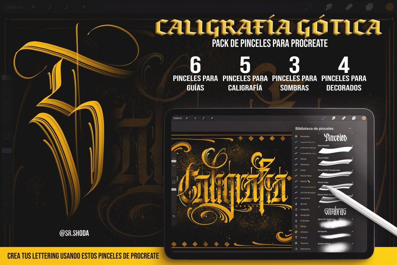 PINCELES DE CALIGRAFIA GOTICA PARA PROCREATE