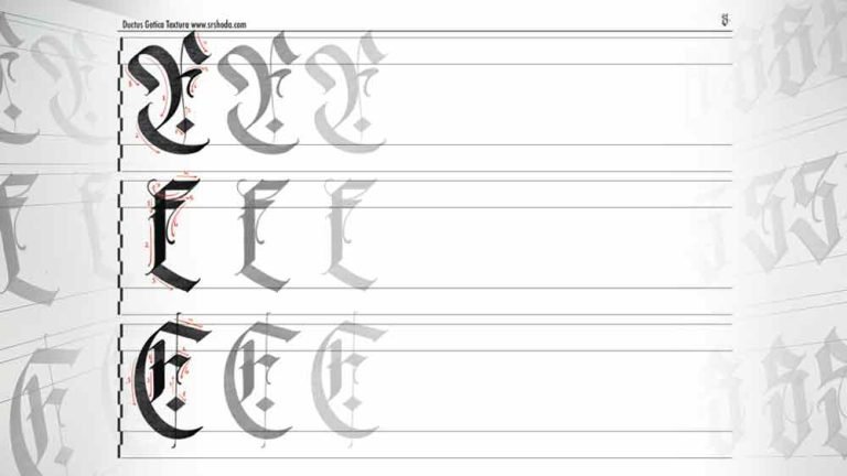 Letra-E-caligrafia-gotica