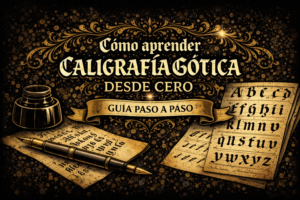 Aprender caligrafía gótica desde cero con herramientas básicas, trazos y alfabetos en estilo blackletter